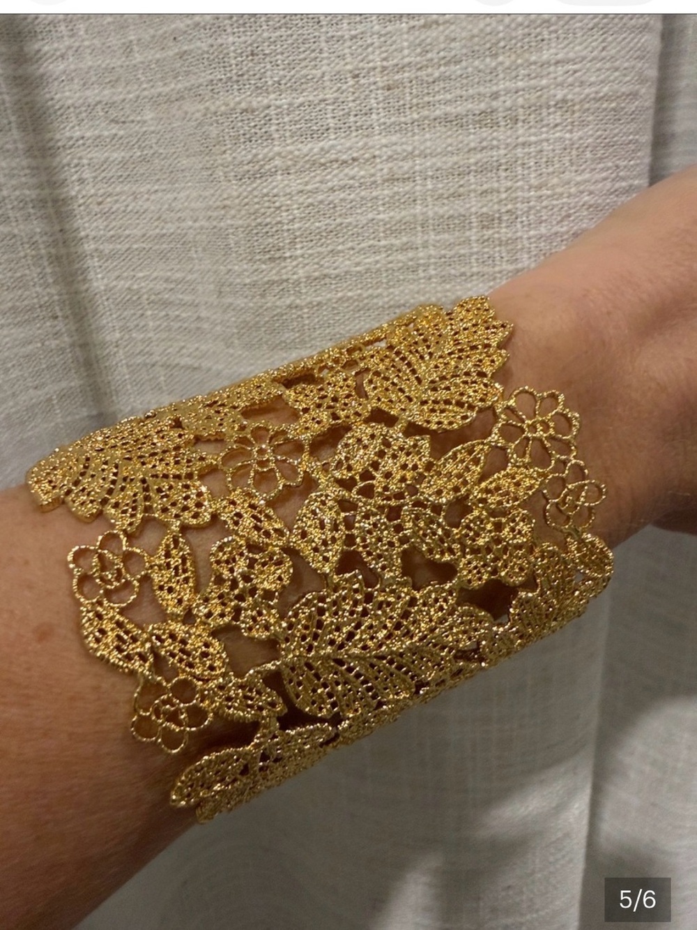 Stella & Dot Gold Floral Lace Cuff Bracelet - Picture 4 of 7
